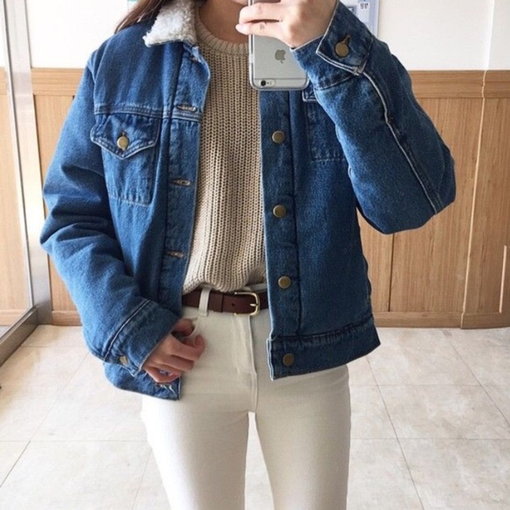 American Apparel Denim Sherpa Jacket Coat XS